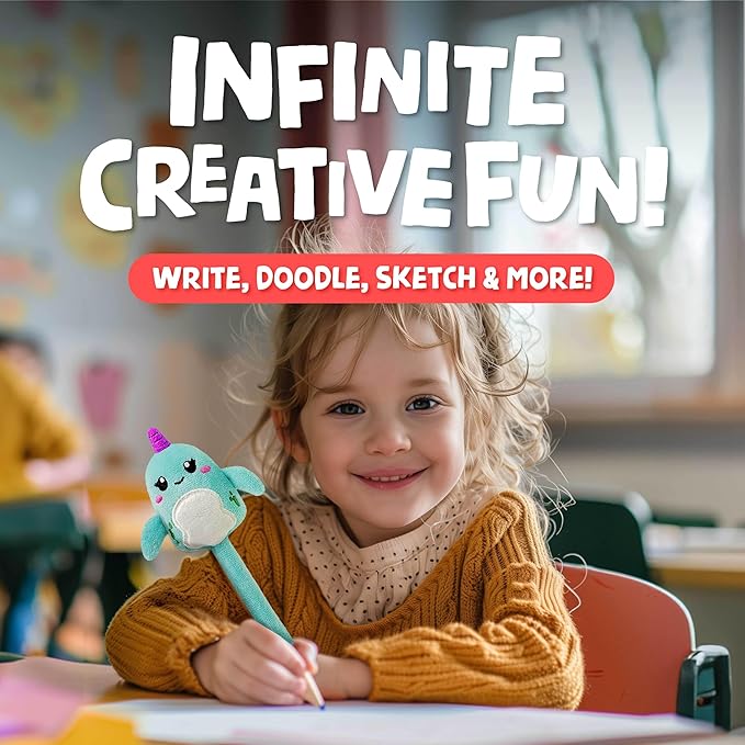 BUNMO Easter Gifts for Girls - Cute Pens - Cute Gel Pens w/Soft Grip & 10 Refills - Gifts for Tweens- Girls Easter Basket Stuffers - Fun Writing for Kids - Gift for Teens - Plush 5 Pack