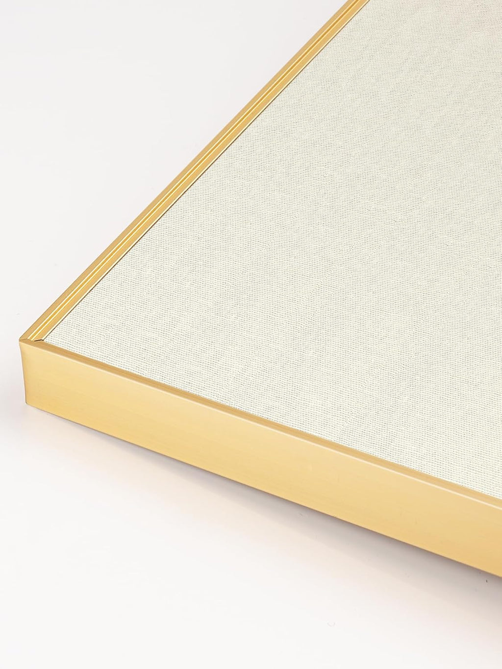 Bulletin Board 30 x 20 inches, Oatmeal White Pin Board, Golden Aluminum Framed Fabric Cork Board with 10 Push Pins