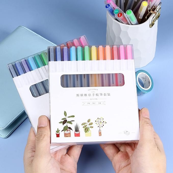 Color Pens Set 0.5mm 12 Colors Gel Journal Planner Japan Style Pens,Multicolored Ink Refill for Office School Teacher Classroom Marker,12 Count