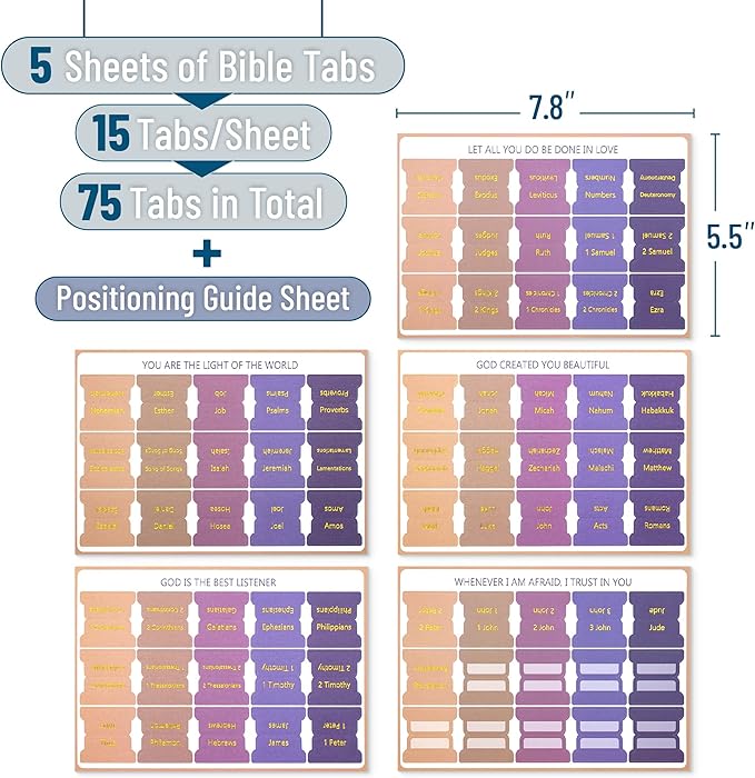 Mr. Pen- Bible Tabs, 75 Tabs, Lavender Fields, Gold Foil Lettering, Laminated Bible Tabs for Women and Men, Bible Tabs for Study Bible Index Tabs, Bible Book Tabs, Bible Labels Tabs