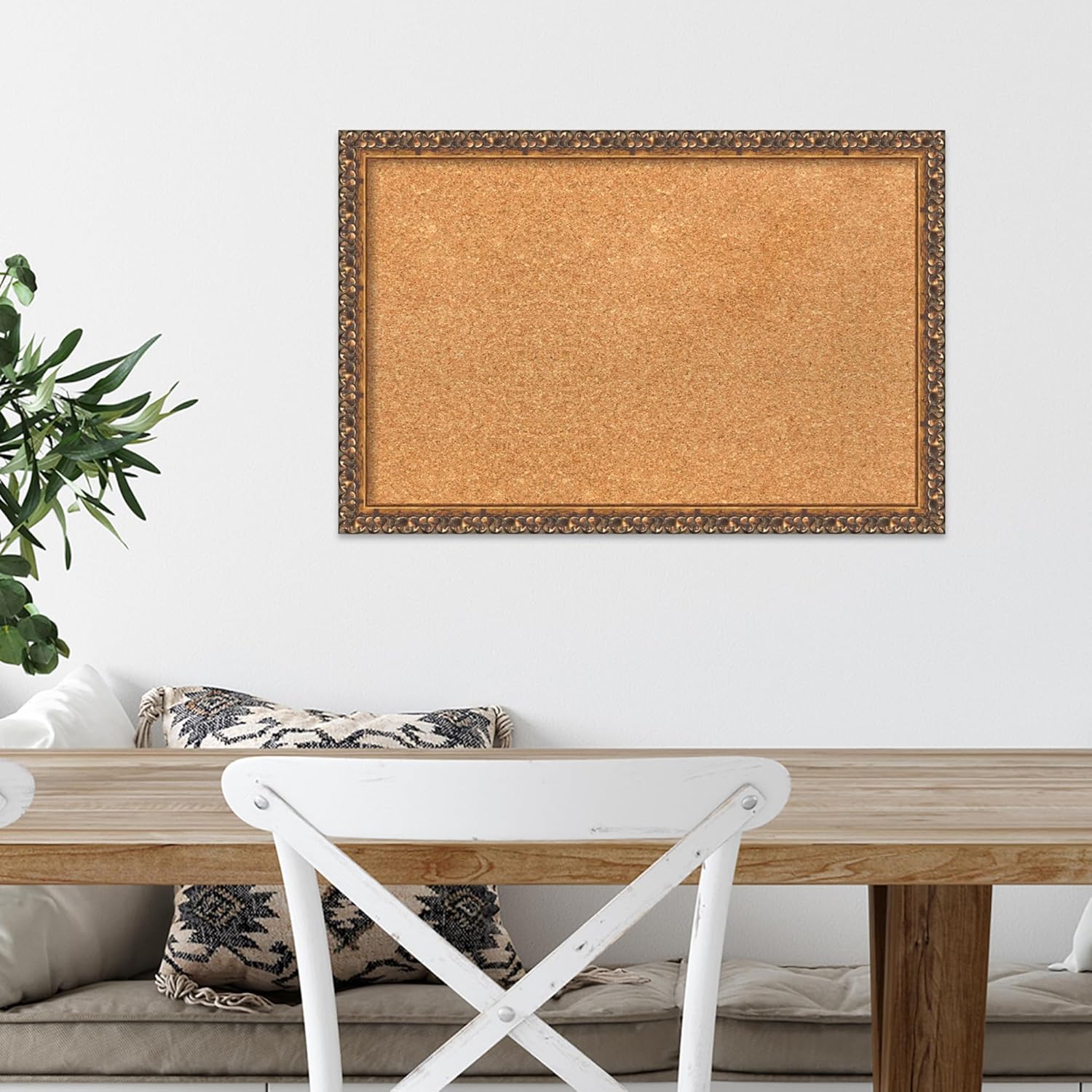 Amanti Art Natural Cork Board for Wall, 16x24 Vision Board with Bronze Frame, Small Corkboard Office Decor for Home Organization, Traditional Corkboard Pinboard to Display Items for Home Organization