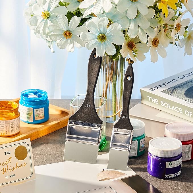 Outus 2 Pieces Silicone Painting Brush Color Shapers for Painting Color Shaper Tool Pointed Edged Solid Flat Flexible and Water Based Drawing Tool for Move Remove Acrylic Paints(1.5 Inch, 2.5 Inch)