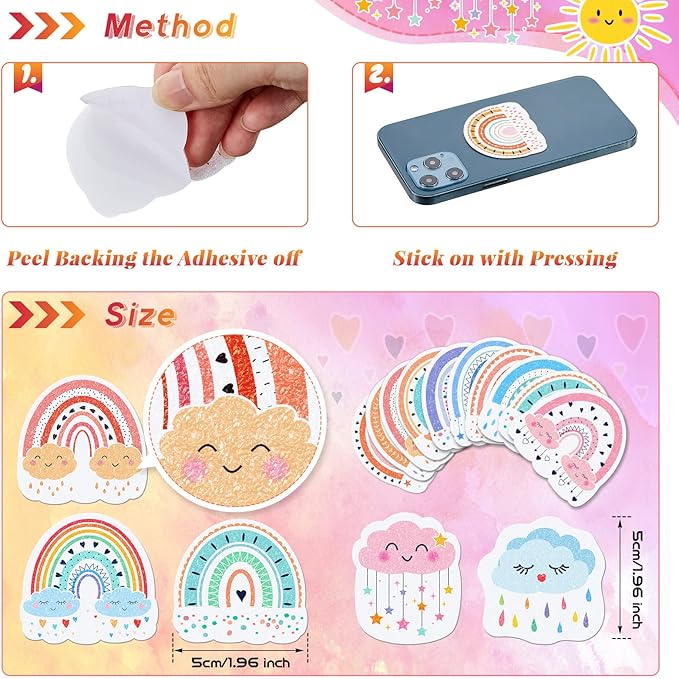 36 Pieces Anxiety Sensory Stickers Cute Fidget Textured Strips Toys Anti Stress Tactile Rough Sensory Calm Textured Strips Adhesives Anxiety Relief for Adults Teens Desk Classroom (Boho Style)
