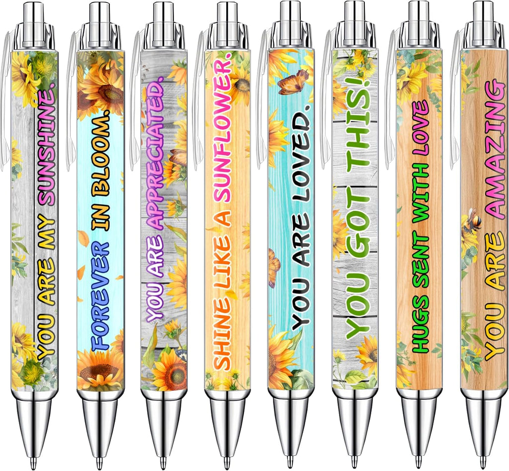 Idealmuzik Sunflower Pens Set – Bright Sunshine -Themed Ballpoint Pens for Girls, Teachers, and Flower Lovers – Smooth Writing Stationery for School, Office, or Journaling – Gift for Women