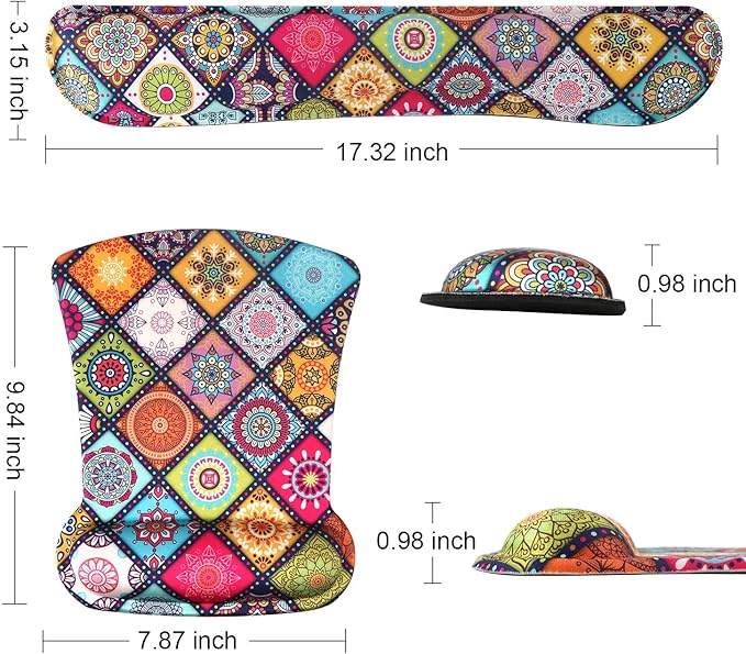 iCasso Keyboard Wrist Rest and Mouse Wrist Rest Pad, Made of Memory Foam, Ergonomic Support, Easy Typing and Relieve Wrist Pain, Perfect for Gaming, Computer, Office, Laptop - Argyll