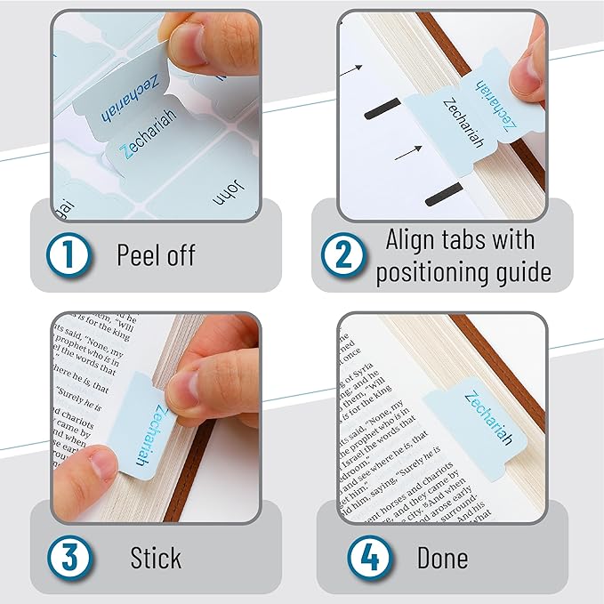 Mr. Pen- Bible Tabs, 75 Tabs, Light Dusty Blue, Blue Foil Lettering, Laminated Bible Tabs for Women and Men, Mr Pen Bible Tabs for Study Bible Index Tabs, Bible Book Tabs, Bible Labels Tabs