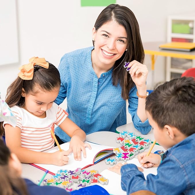 CJiangpo 60Pcs Puzzle Mini Eraser for Kids Bulk - Cute Puzzle Pieces Pencil Rubber Eraser Novelty 3D Desk Rubbers Birthday Party Favors Filler Kids Back to School Classroom Prizes Gifts