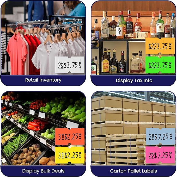 Perco Lite 1 Line Price Gun with Labels Kit - Includes 1 White Roll, 6 Multicolored Rolls, 2 Ink Rollers, 1 Ink roll and Labels Pre-Loaded