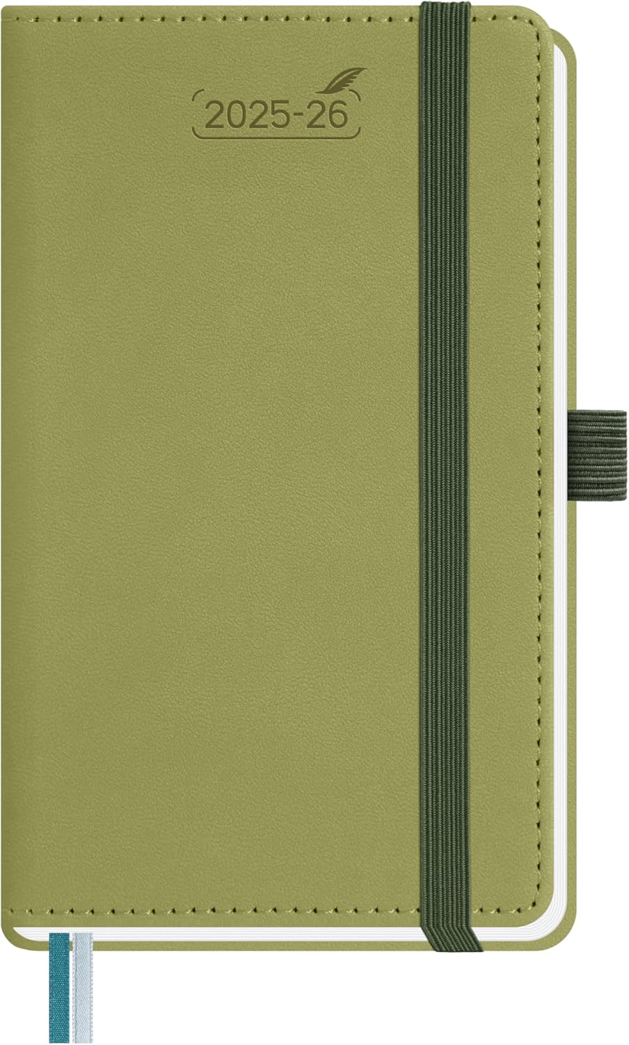 BEZEND Pocket Planner 2025-2026 Weekly and Monthly, 3.5" x 6" Academic Planner (Jul 25-Dec 26) 18-Month Mid-Year Calendar Book, Storage Pocket, Pen Holder, PU Leather Hardcover - Kiwi