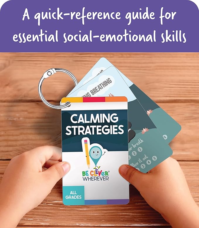 Carson Dellosa Be Clever Wherever Calming Strategies Things on Rings Flash Cards, Mindfulness Cards with Emotional Regulation Tools for Kids, Calm Down Corner Supplies and Classroom Essentials