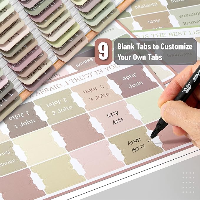Mr. Pen- Bible Tabs, 75 Tabs, Laminated Bible Tabs for Women and Men, Bible Tabs for Study Bible, Bible Index Tabs, Bible Book Tabs, Bible Labels Tabs, Mr Pen Bible Tabs