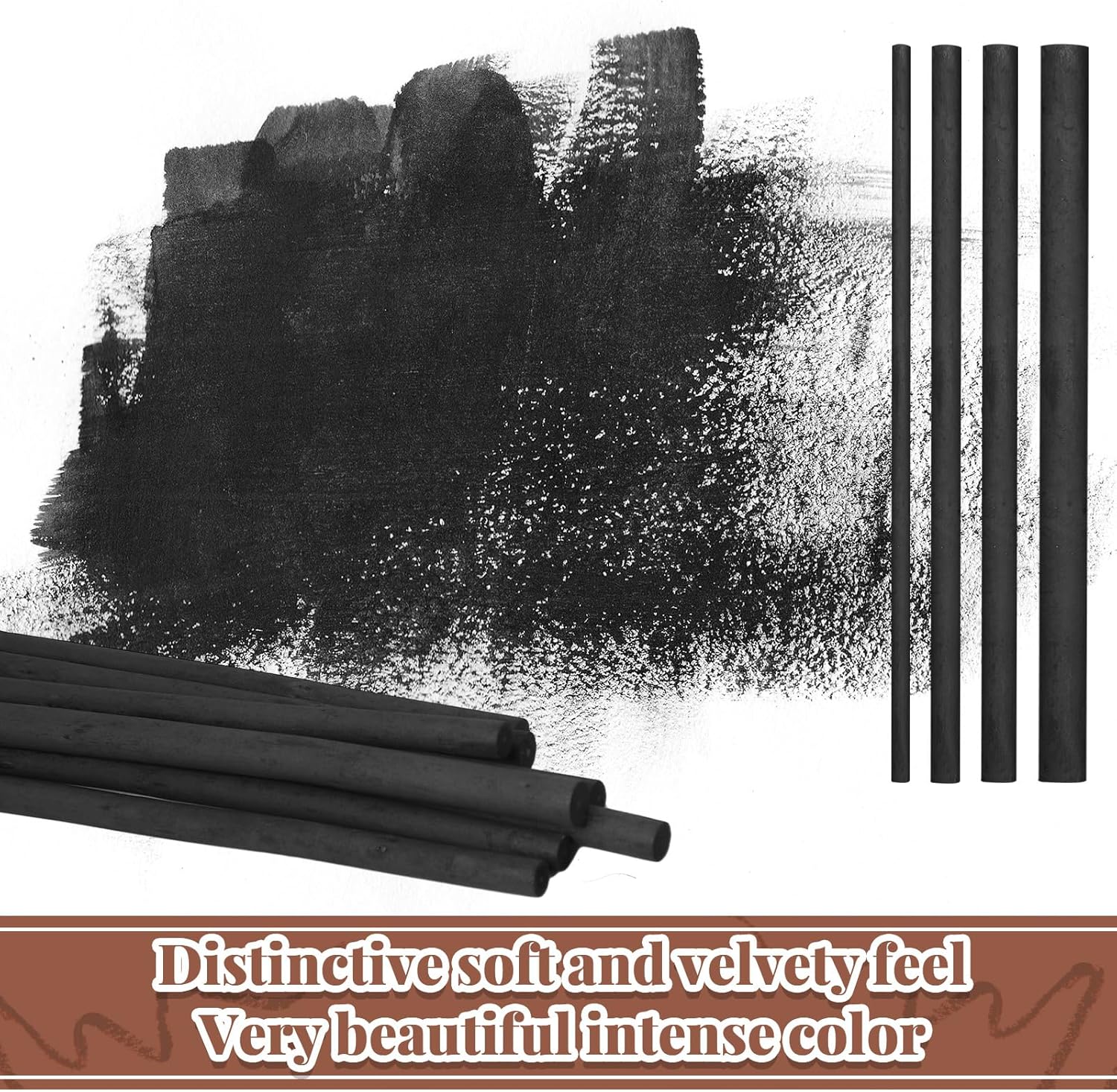 Gueevin 24 Pcs Willow Charcoal Sticks, Willow Charcoal, Artists, Beginners, Students, Perfect for Sketching, Drawing, Shading, and Fine Art (2-4mm，4-5mm，5-7mm，7-9mm)