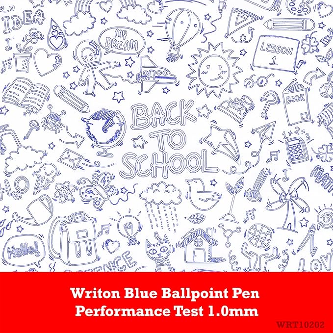 Writon Retractable Ballpoint Pens, Triangle Grip and Barrel, 1.0mm Medium Point, Blue Ink, 12 Pack