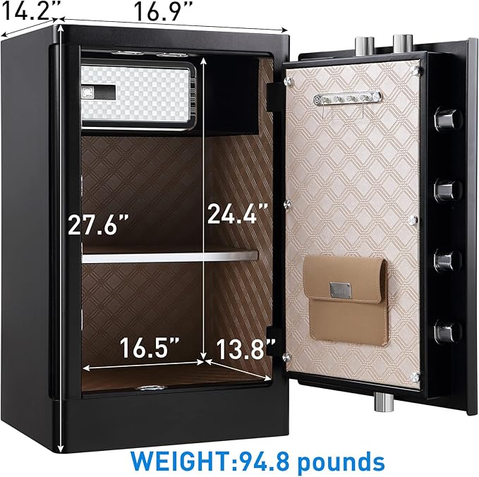 Tenamic Deluxe Biometric Fingerprint Safe Box Smart Touch Screen Fireproof Safe for Home Office Hotel 3.83 Cubic