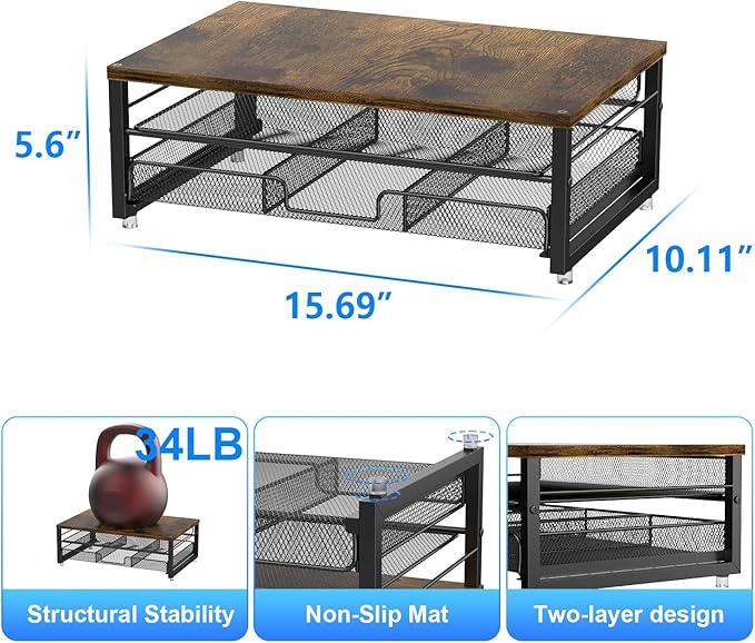 gianotter Computer Monitor Stand Riser, office organizer with Drawer, Office Organizers Storage for Classroom Office Supplies (Wood)