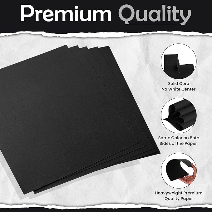 SANZIX 120 Sheets Black Cardstock 12x12 - Heavyweight 80 Lbs 220 GSM Black 12x12 Cardstock for Crafts | Laser & Inkjet Printer Compatible, Perfect for Scrapbooking, Invitations, Card Making & DIY