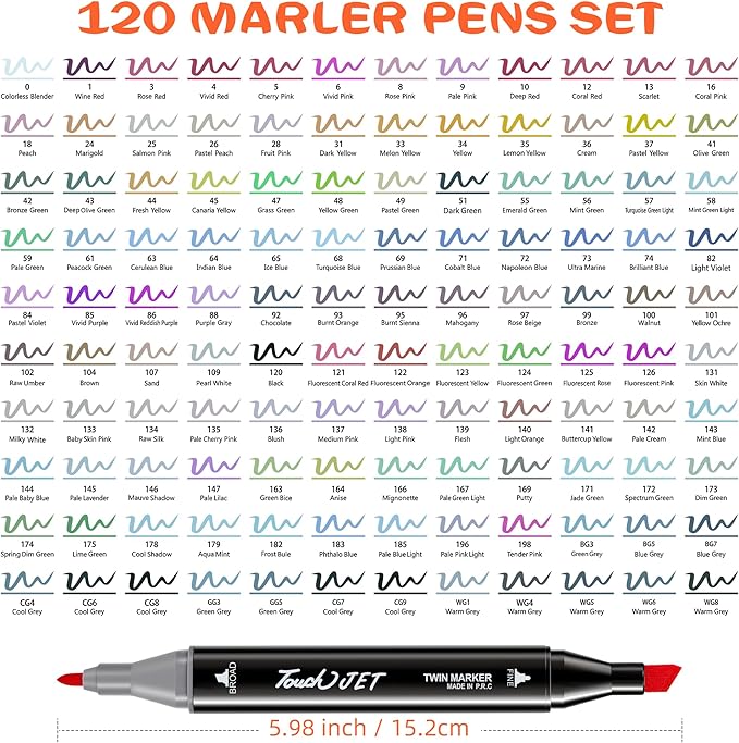 Alcohol Markers, 120 Colors Dual Tip Art Markers, Drawing Markers, Coloring Marker for Kids Sketching Adult Coloring
