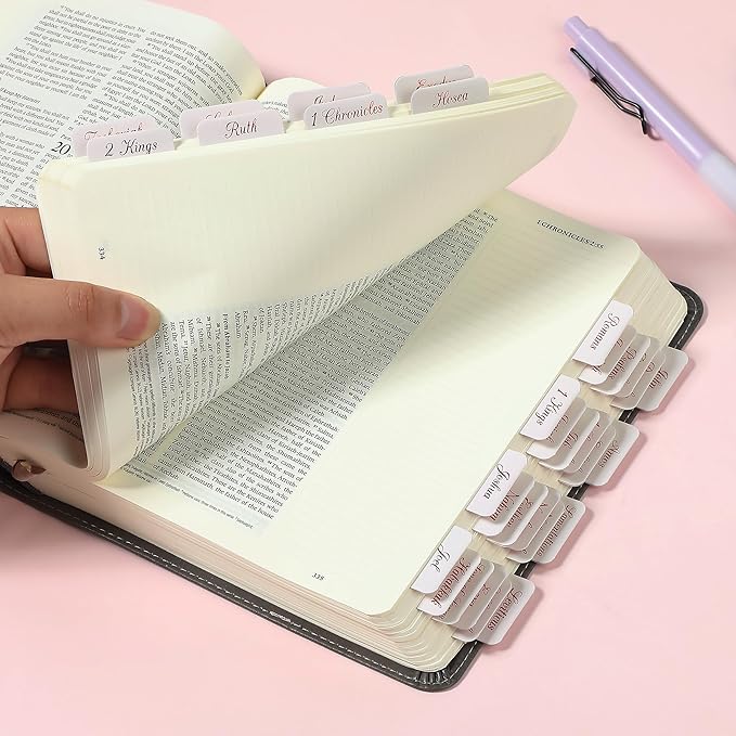 Mr. Pen- Bible Tabs, 75 Tabs, Soft Blush, Bronze Foil Embossed Lettering, Laminated Bible Tabs for Women and Men, Bible Tabs for Study Bible Index Tabs, Bible Book Tabs, Bible Labels Tabs