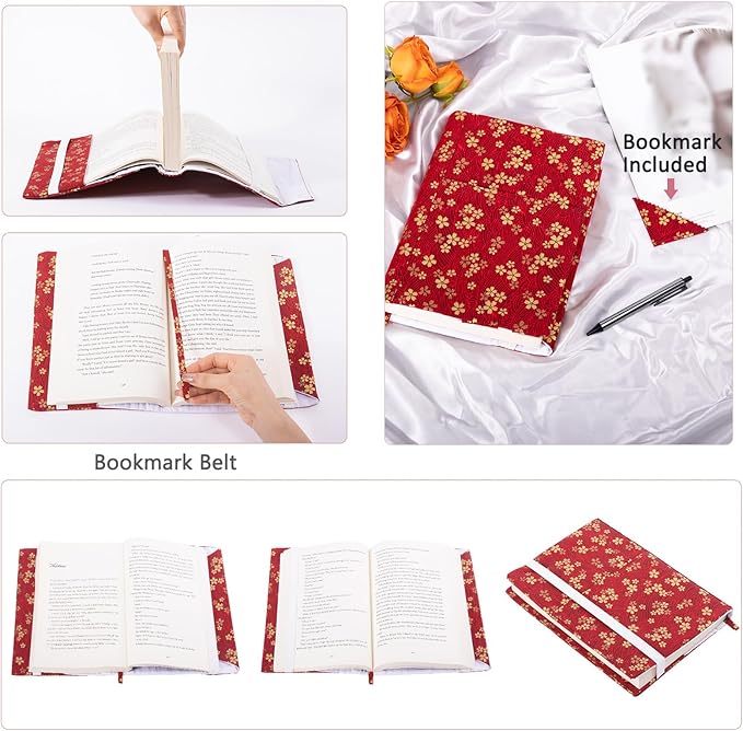 Book Covers with Corner Bookmark - Fabric Dust Jackets for Books - Book Protector for Book Lovers - Book Covers for for Paperbacks,Hardcover,Bibles - Soft Cover Book Sleeve for AA Books