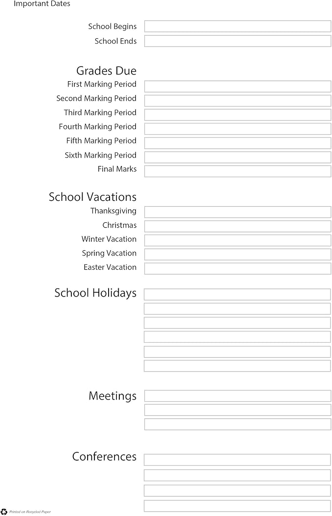 House of Doolittle Lesson Planner, Blue, 8.5 x 11 Inch (HOD51007), Blue/White