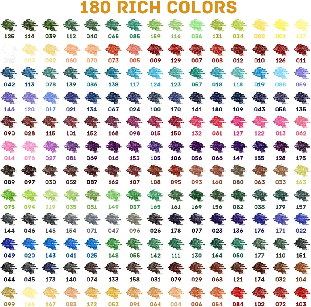 LBW Colored Pencils Oil Pencils Soft Core Color Pencil Set Ideal for Adult Coloring Books Kids Artists Beginners (180)