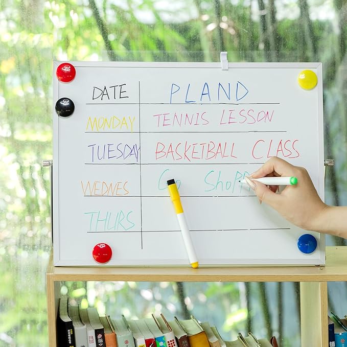 Mr. Pen- Small Dry Erase Board with Stand, 12.5"x16.5", 10 Markers, 10 Magnets and 1 Eraser, Double-Sided Kids White Board Dry Erase Board for Desk Dry Erase Board, Kids Dry Erase Board Kids