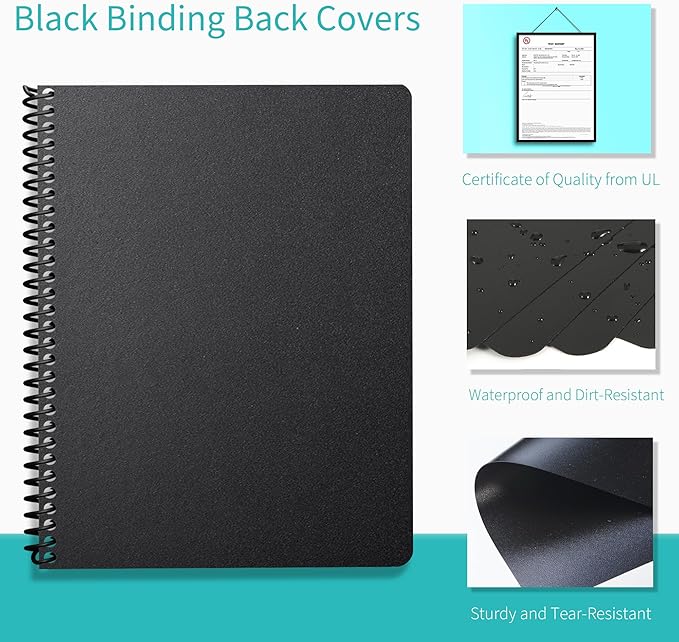 Binditek 100 Pack Binding Covers and Backs Set, Oversize, Including 50 Pcs 8 Mil Clear PVC Binding Covers, 50 Pcs 12 Mil Sand-Textured Polycovers, 8.75 x 11.25 Inches