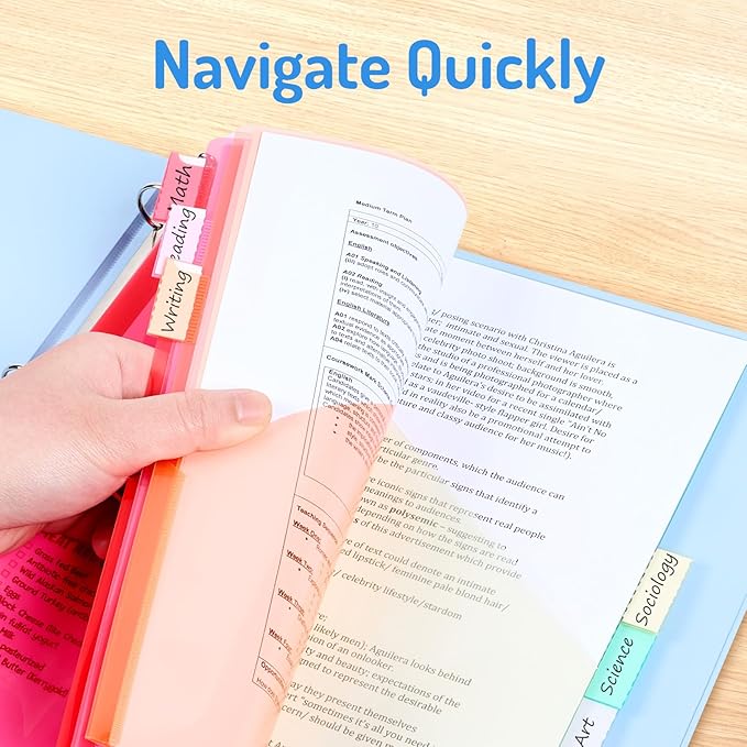 Forvencer 48 Count Dividers with Pockets, 8 Tab Dividers for 3 Ring Binder with Pockets, Subject Dividers with Pockets, Premium Quality Notebook Dividers with Pockets, Vibrant Color, 6 Sets