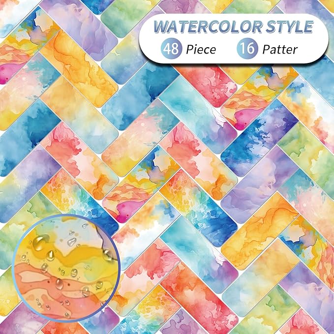 48 Pieces Magnetic Bookmarks Magnet Page Markers - Book Marks for Reading Women & Men with Storage Boxes - Cute Magnet Bookmark Clips for Reading Pleasure（Watercolor）