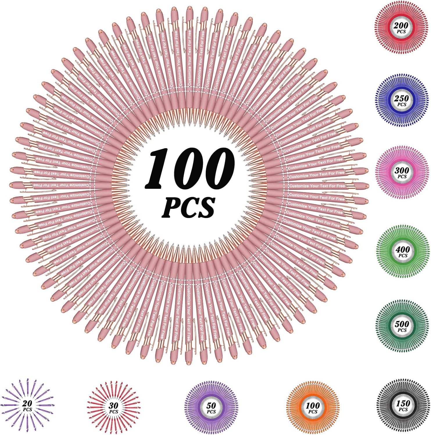 Max 500 Pcs Personalized Pens Bulk, Custom Pens with Free Engraving, Customized Stylus Tip Ballpoint Pen with Your Name Massage Text for School Office Business Graduation Anniversaries-100 Packs