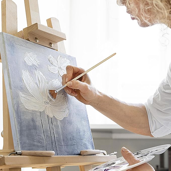 Prasacco 5 Pieces Fan Brush for Painting, Oil Acrylic Paint Brushes Artist Fan Brushes Nylon Hair Long Wood Handle Painting Brush for Acrylic Watercolor Oil Gouche Painting(1#, 3#, 5#, 7#, 9#)