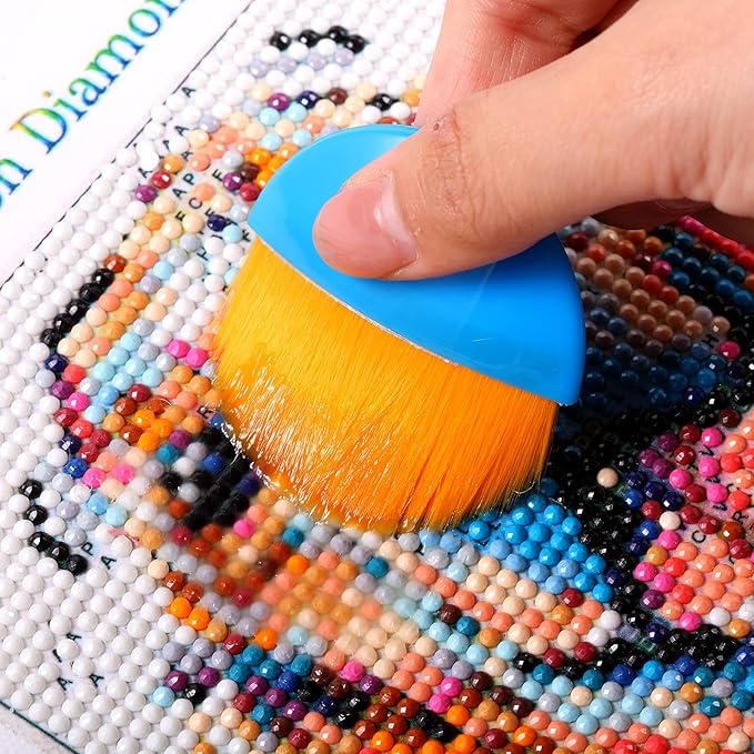 Boao 4 Pieces Brush Applicator Diamond Painting Brush Accessories Tools, Artist Drawing Flat Paintbrush for DIY Gesso, Varnishes, Oil Paint, Acrylic Painting, Watercolor(Blue and Gold)