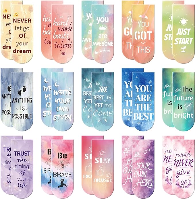 Magnetic Bookmarks, Kaluofan 30PCS Inspirational Bookmarks, Bookmarks for Women, Bookmarks for Kids, Double Sided Magnet Book Markers Page Clip for Students Teachers Reading Supplies