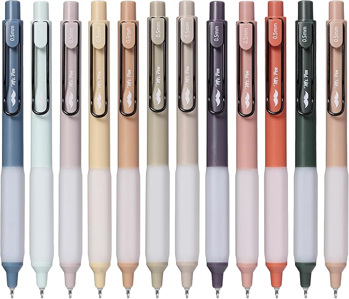Mr. Pen- Retractable Gel Pens with Case, 12 Pack, Colorful Ink, 12 Refills, Gel Pens Fine Point 0.5mm, Retractable Pens, Cute Pens, Gel Ink Pens, Aesthetic Pens for Journaling Fine Tip Pens