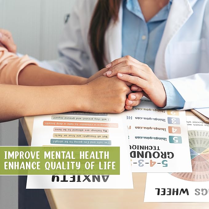 10 Pcs Care Mental Health Posters, Mental Health Matters Poster, Therapy Office Decor, Counseling Office Must Haves, School Counselor Supplies, Mental Health Gifts (Laminated Posters-10"x14")