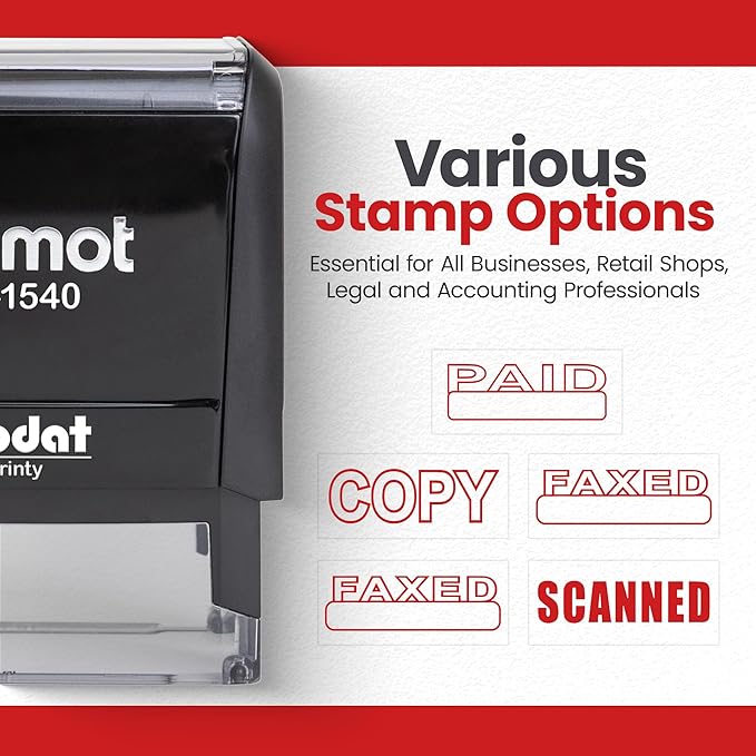 Promot Faxed Self Inking Rubber Stamp - Refillable Faxed Stamper - Business, Bookkeeping, Ordering, Accounting, Work, Office Stamps - Red Ink