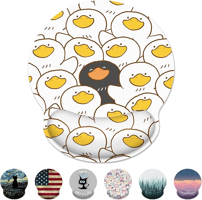 Ergonomic Mouse Pad with Wrist Support,Black and White Duck Mouse Pad with Wrist Rest,Relieve Wrist Pain Mousepad Non-Slip Rubber Base,Mouse Pads for Desk,Computers,Laptop,Office,Home,Accessories