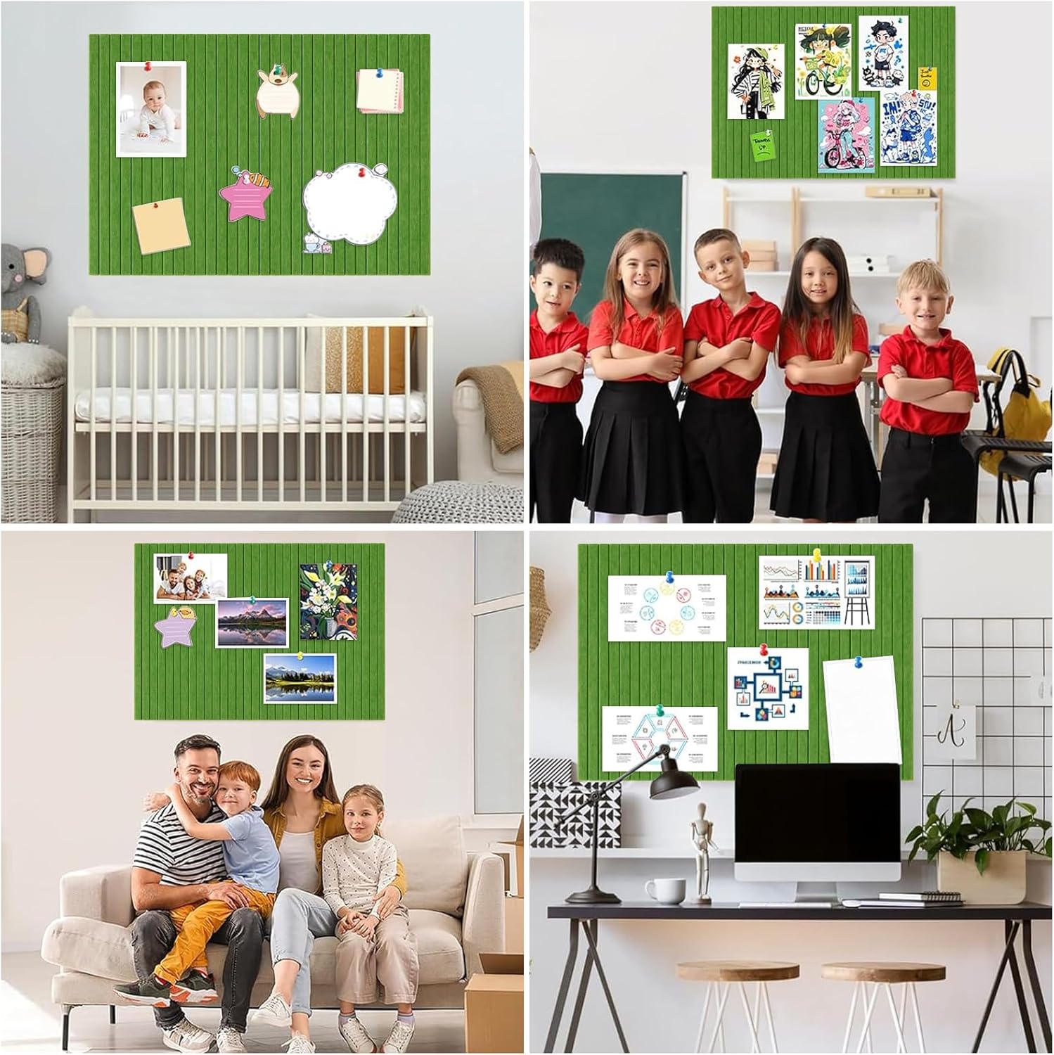 Cork Boards for Walls 48" x 36" Felt Board Alternative, 12 Pack Felt Wall Tiles Bulletin Board, Large Cork Board for Office Pin Board Tack Board Cork Boards