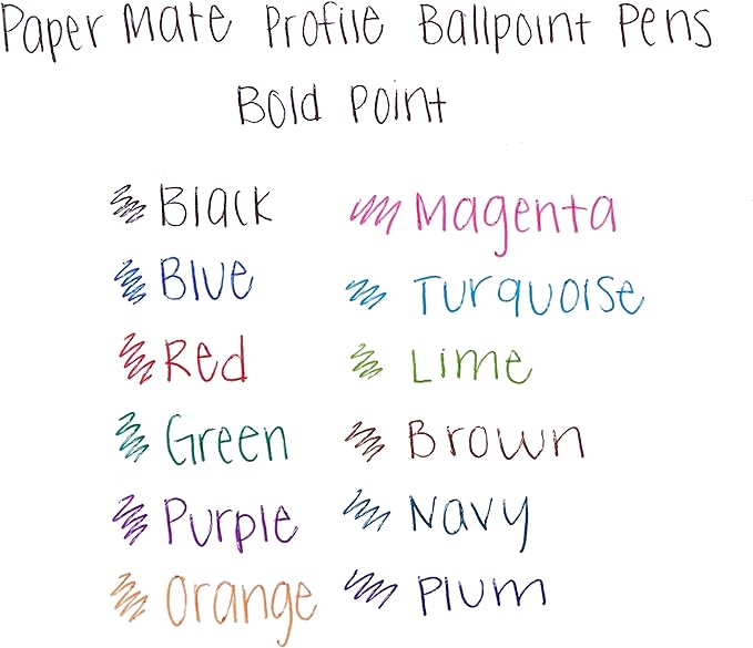 Paper Mate Profile Retractable Ballpoint Pens, Bold (1.4mm), Purple, 12 Count