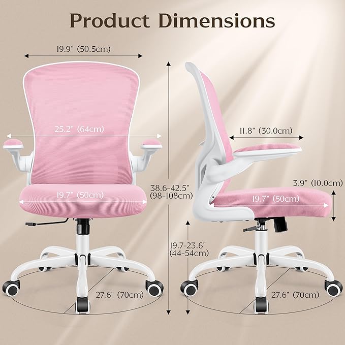 FelixKing Office Chair, Ergonomic Desk Chairs with Wheels Home Mesh Chair Adjustable Lumbar Support and Height, Ergo Chair for Working Gaming Use (Pink)