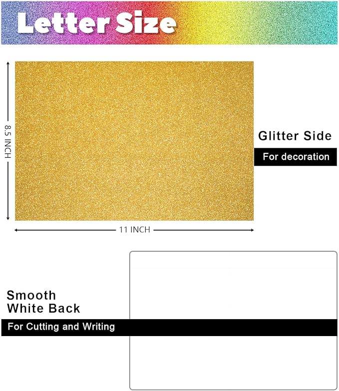 40 Sheets Glitter Cardstock, 20 Colors Premium Cardstock for Cricut, Crafts and DIY Projects, 8.5x11in Glitter Paper for Card Making (250 GSM)