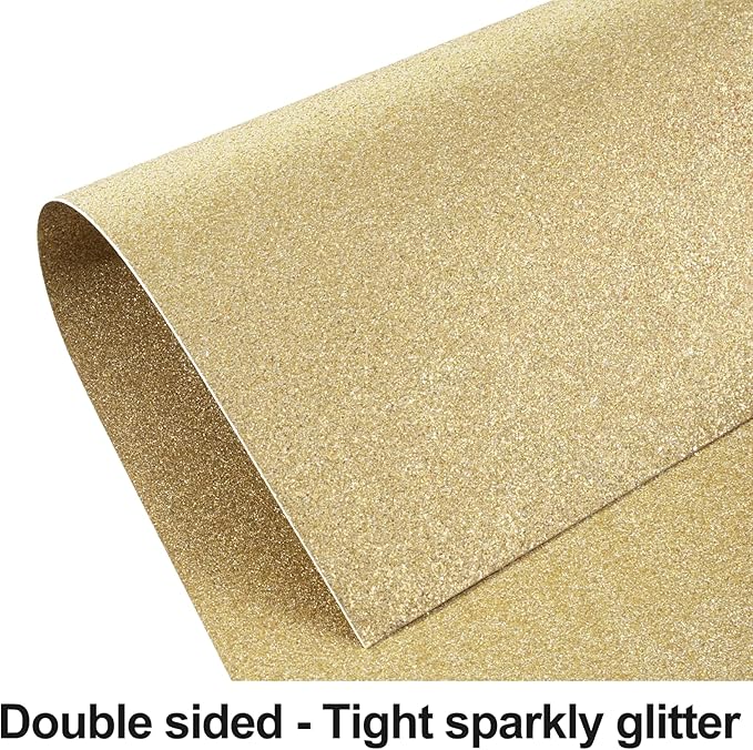 Gold Glitter Cardstock 8.5x11 Double-Sided 24 Sheets, Goefun Champagne Gold No-Shed Glitter Paper 280GSM/100lb Thick Card Stock for Circut, Card Making, DIY Projects, Party Decorations, Scrapbooking