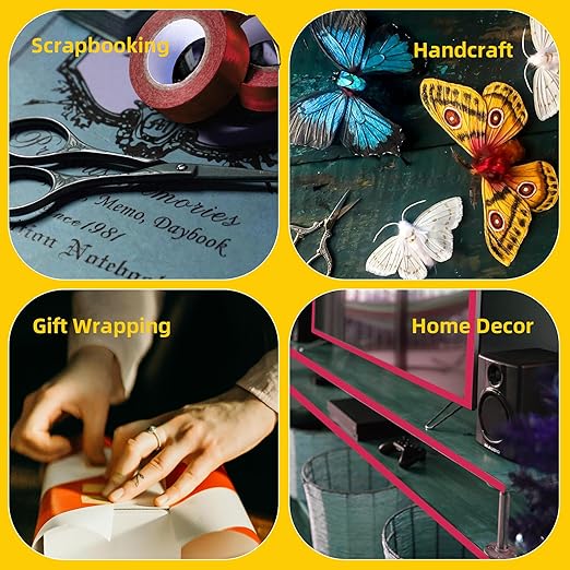 Solid Foil Washi Tape - Low Tack Self Adhesive Decorative Washi Tape Shiny Metallic Color - 3/5 Inch Wide and 66 FT Long Total, Red