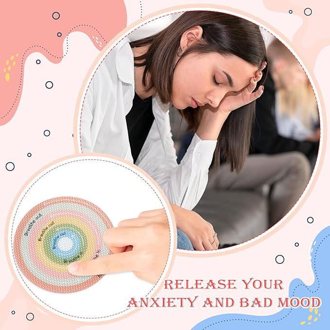 H1vojoxo 48PCS Breath Anxiety Sensory Stickers Anti Stress Textured Sensory Stickers Tactile Textured Mindfulness Sticker for Desk and Phone Stress Anxiety Relief Adhesive for Children Adults