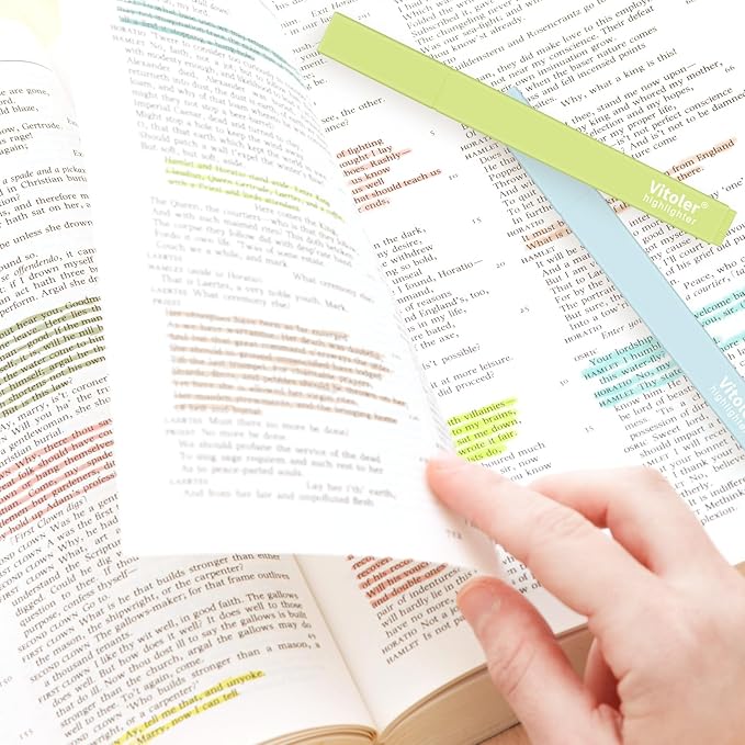 Vitoler Bible Highlighters with Soft Chisel Tip,10Pcs,Aesthetic No Bleed Dry Fast Easy to Hold, Bible Highlighters,Cute Highlighters for School Office Supplies