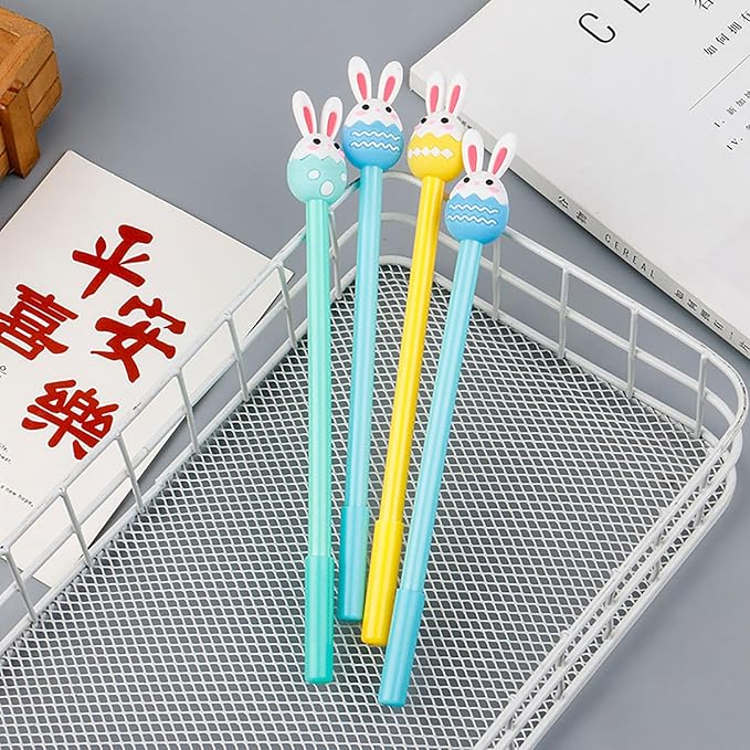 YYaaloa 12pcs Rabbit Eggs Gel Ink Pens 0.5 mm Black Ink Novelty Pens for Child, Women Coworkers Kids Office School Home Wedding Bridal Shower Gifts Party Supplies (Rabbit Eggs pens 12pcs)
