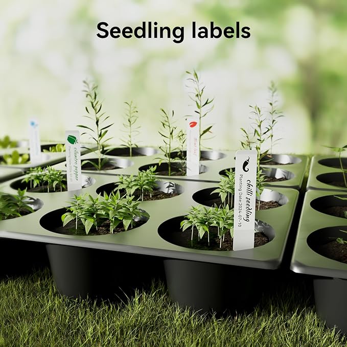 NIIMBOT Plant Labels 13×45mm (0.51'' x 1.77''), Only for B18 Label Maker, Suitable for Outdoor Indoor Plant Potted Tag, PET Material, Long Storage, Waterproof and High-Temperature Resistance, White