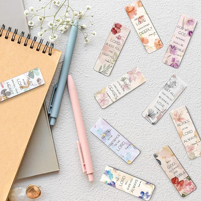 WAVEYU 10 Pieces Bible Verse Magnetic Bookmarks for Women Men, Inspirational Scripture Christian Religious Bookmarks for Church Supplies, for School Office Supplies, Style D