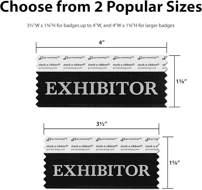 Conference Badge Ribbons with Adhesive, 3-1/2" x 1 5/8", 100pk (50 Attendee, 20 First Time, 10 Sponsor, 10 Exhibitor, 10 Speaker), Satin