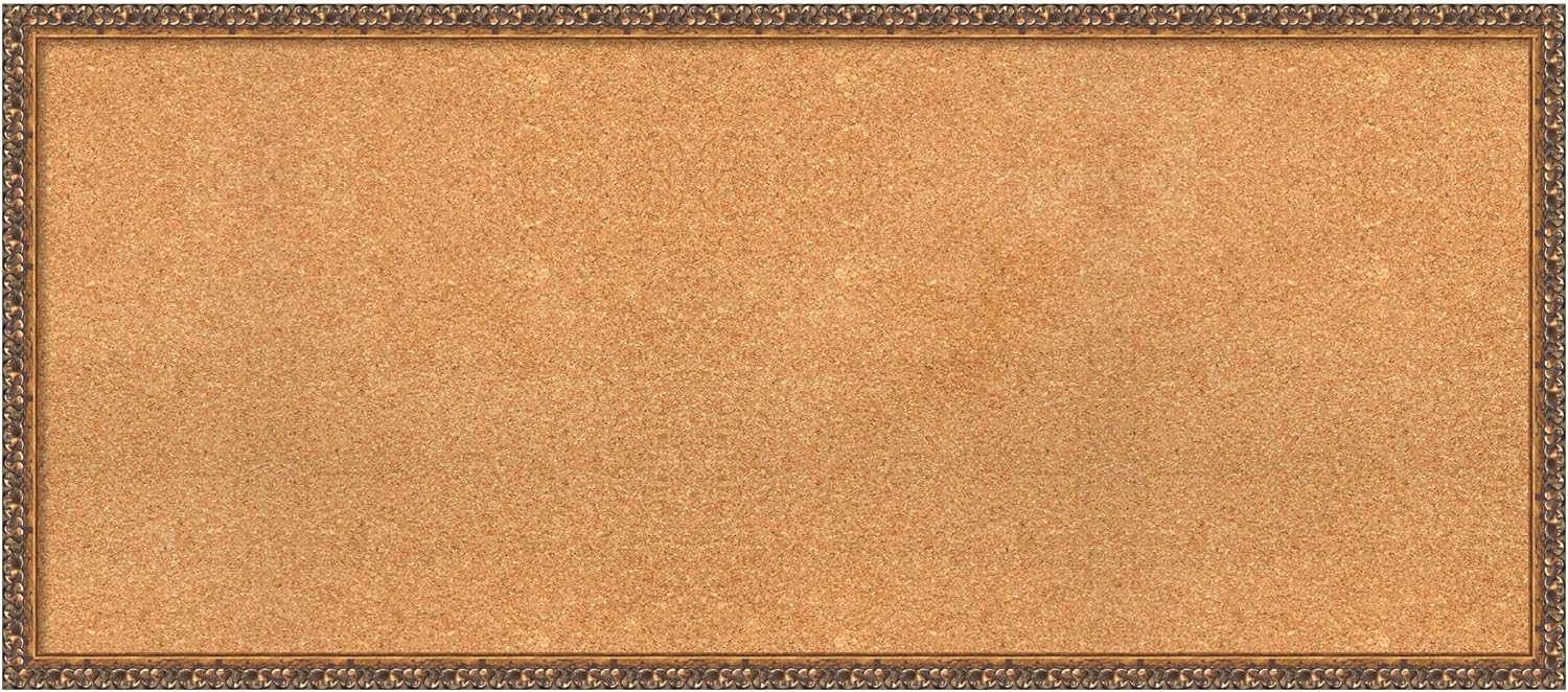 Amanti Art Natural Cork Board for Wall, 22x50 Vision Board with Bronze Frame, Oversize Corkboard Office Decor for Home Organization, Traditional Corkboard Pinboard to Display Items for Home